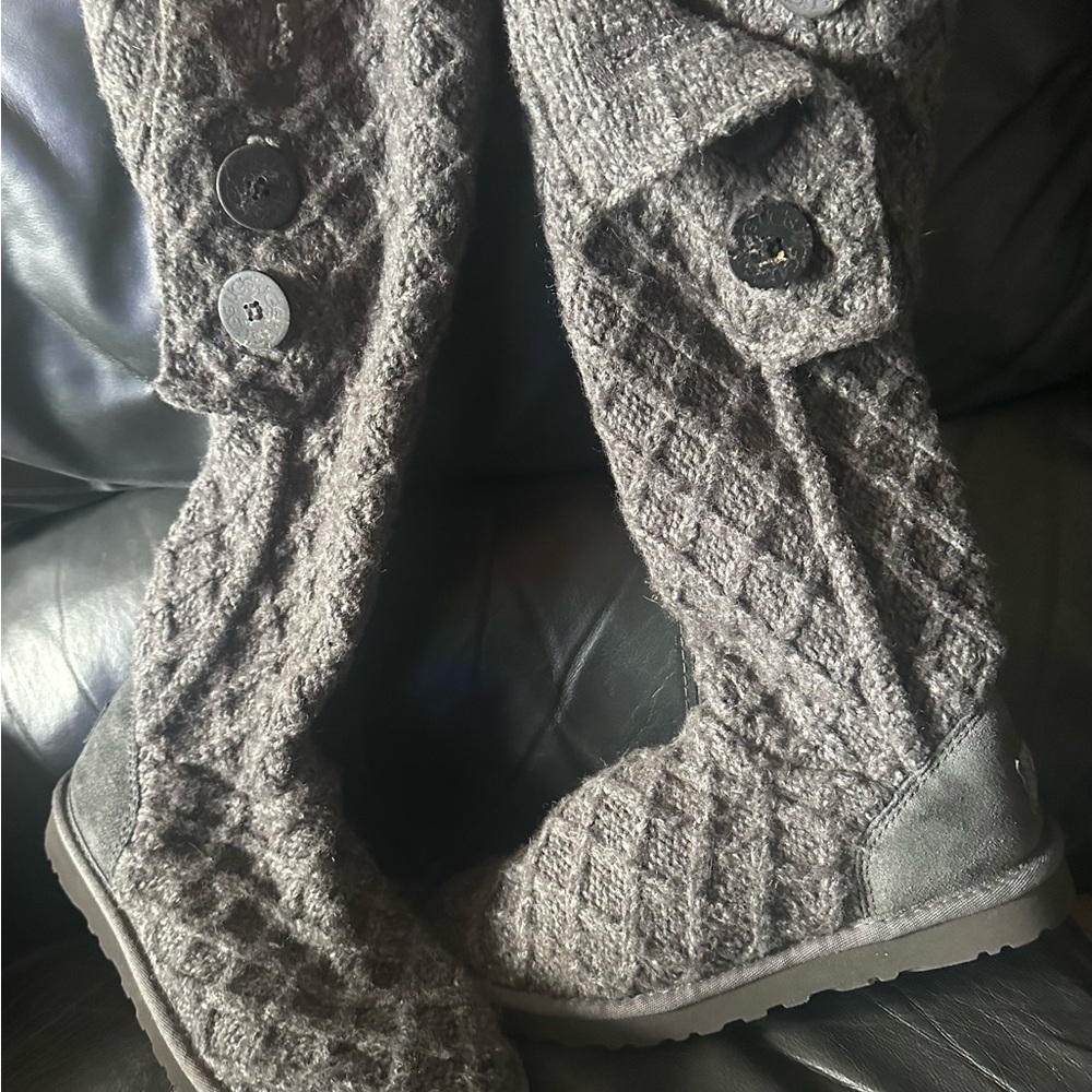 UGG Black Boots with Patterned Soles